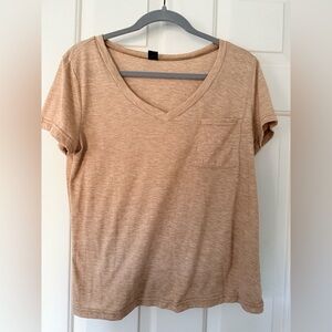 Casual Tan V-Neck Women's Top